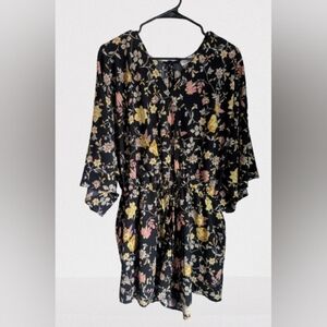 BOGO NWOT Bucket List Black Floral Romper- XL